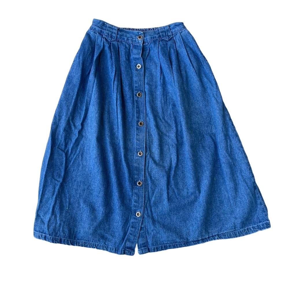 Vintage‎ 90s Boston Traders Women’s High Waisted Button Denim Skirt